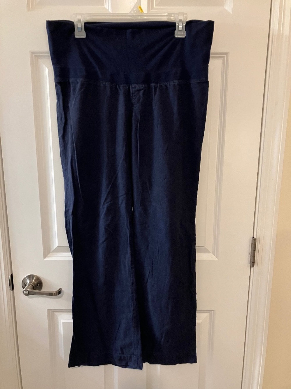 Old Navy maternity size S navy blue linen wide leg pants trousers